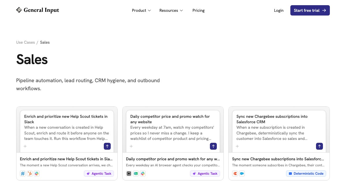 Sales Workflows | General Input